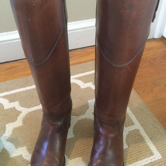 Frye Melissa Tab Tall Flat Boots in Redwood Color 6.5 - Picture 2 of 7
